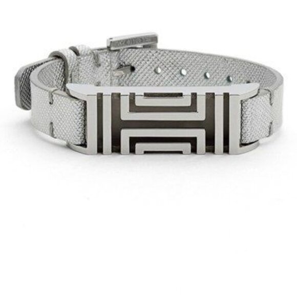 Tory Burch Silver Fitbit-Case Leather Bracelet - Picture 1 of 8